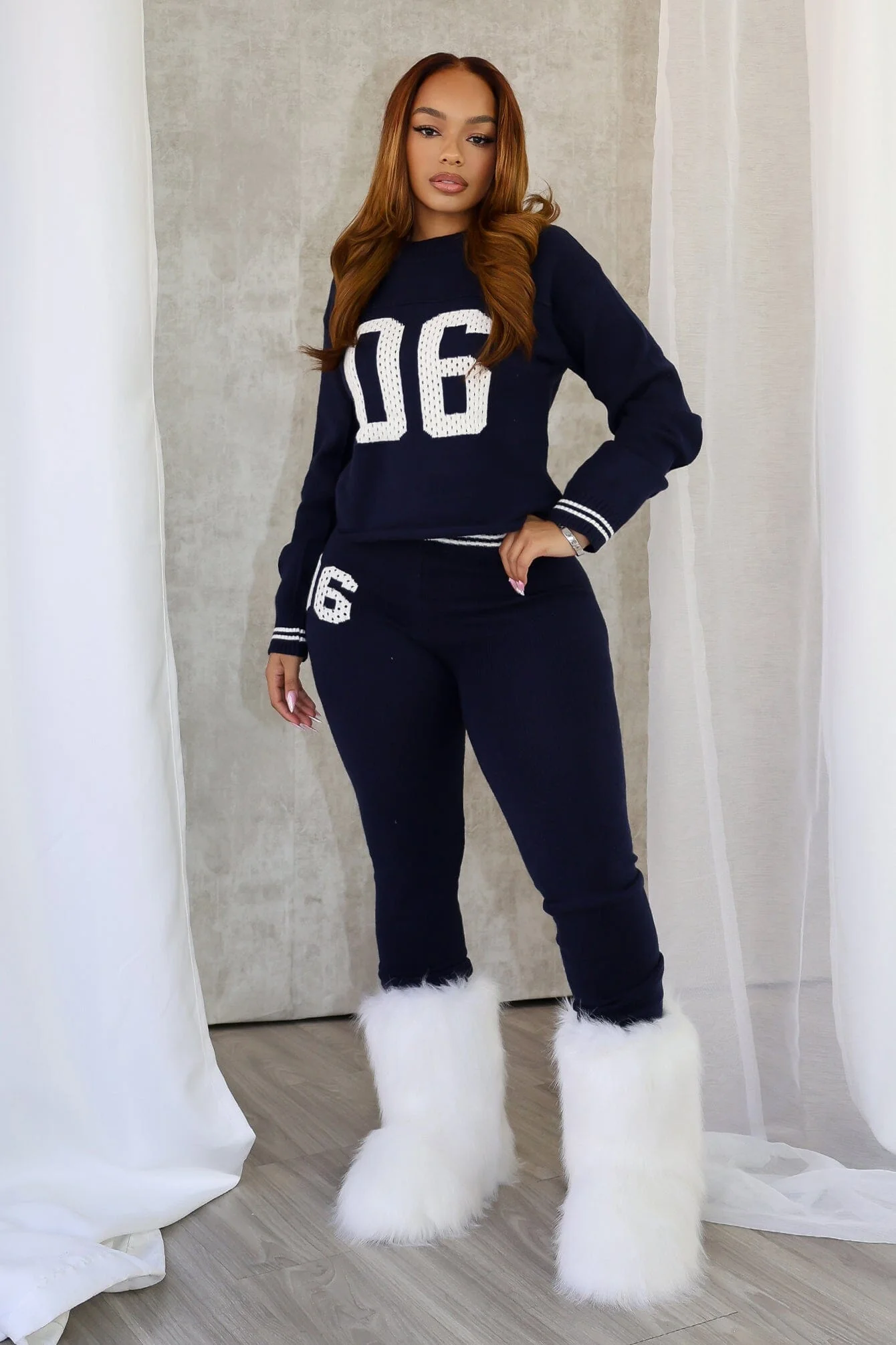 Zarah Knit 06 Graphic Top & Leggings SET - Image 8